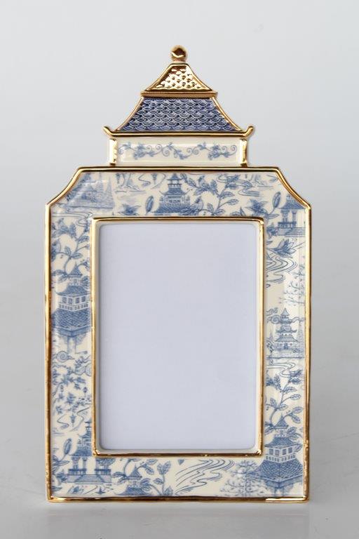 Blue Toile Pagoda Photo Frame